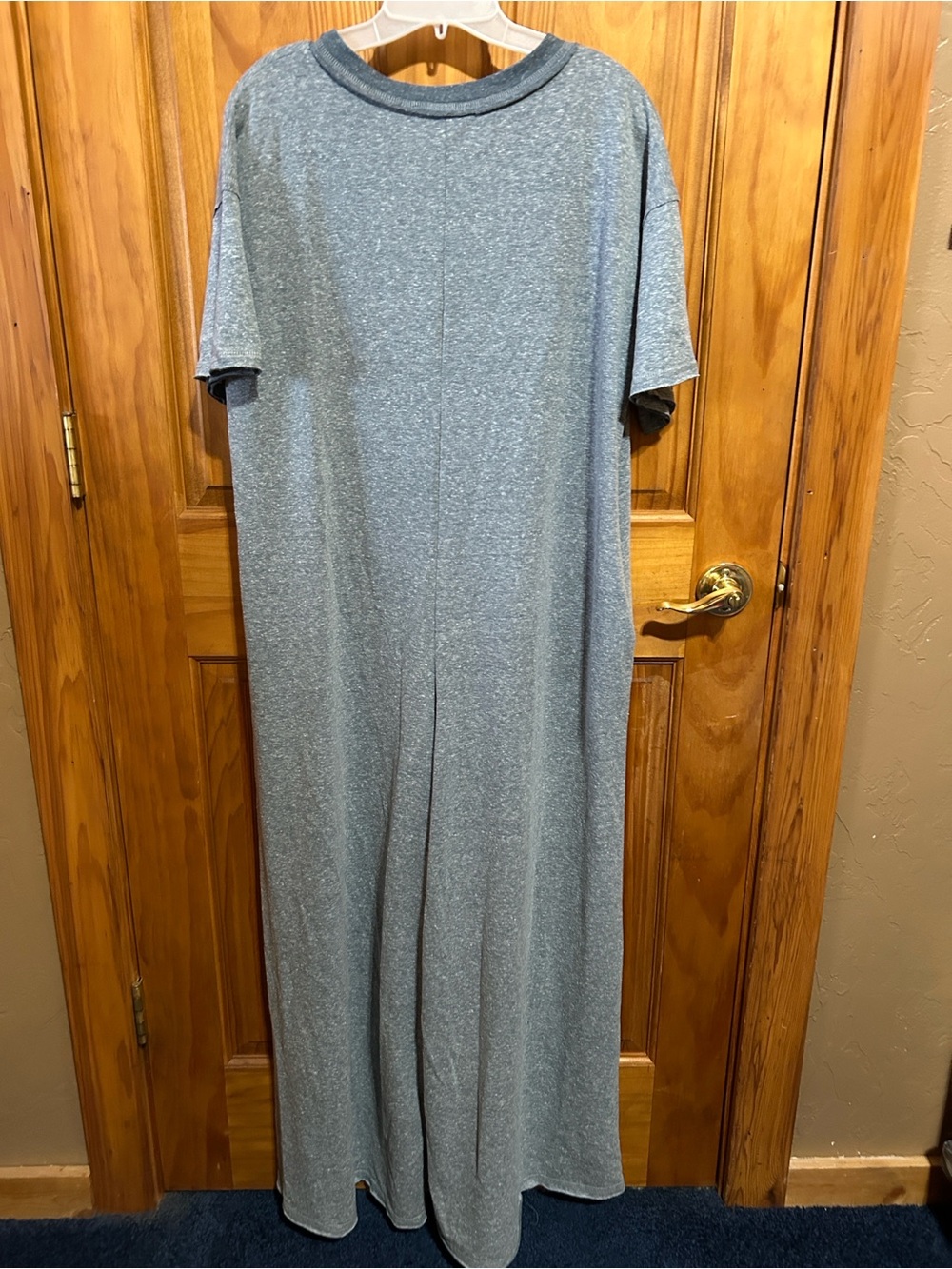 Two tone blue wide leg jumpsuit. - Picture 2 of 4